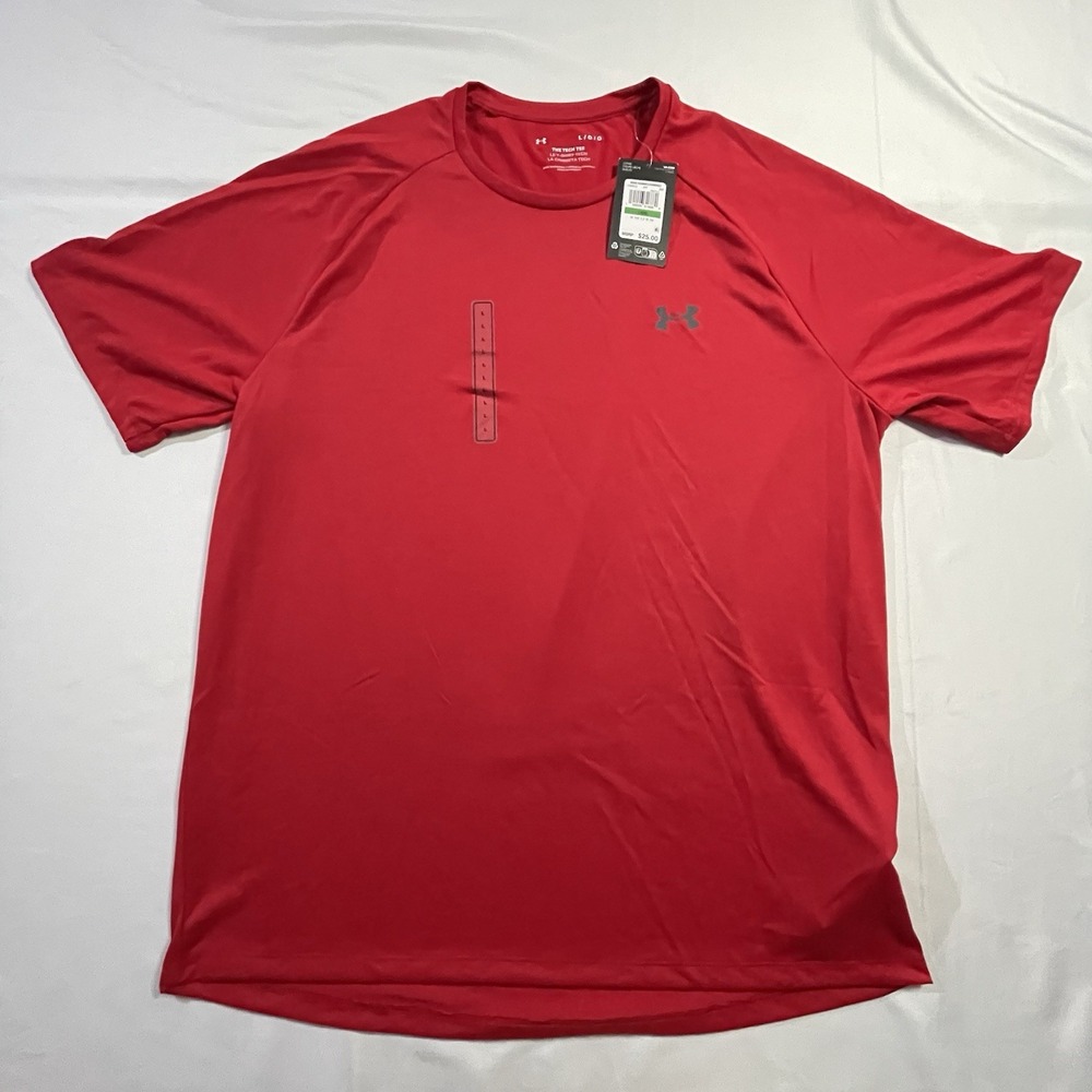 Under Armour UA Tech 2.0 SS Tee Men's Large L Red Loose Fit Workout Shirt NWT